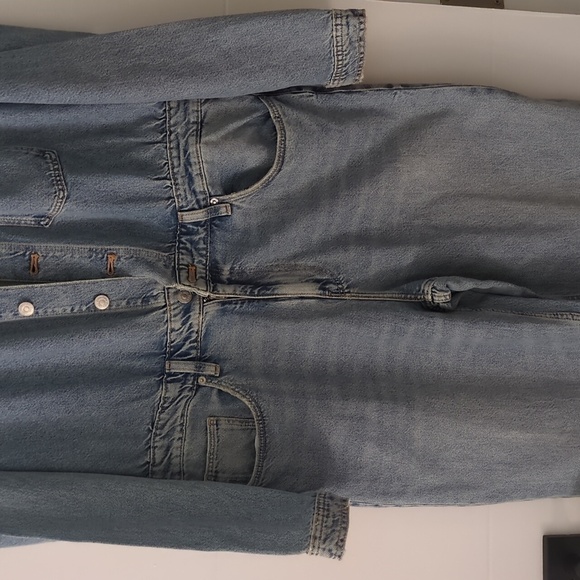 Zara Light Blue Flare Women's Jumpsuit XXL Back To School Gorpcore Streetwear - Picture 5 of 11